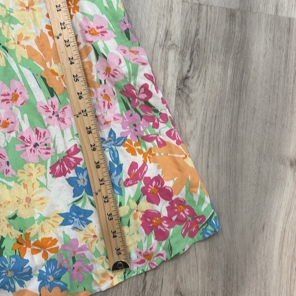 Old Navy Floral Multicolor  fit and flare linen  Sleeveless Dress large - Picture 6 of 8